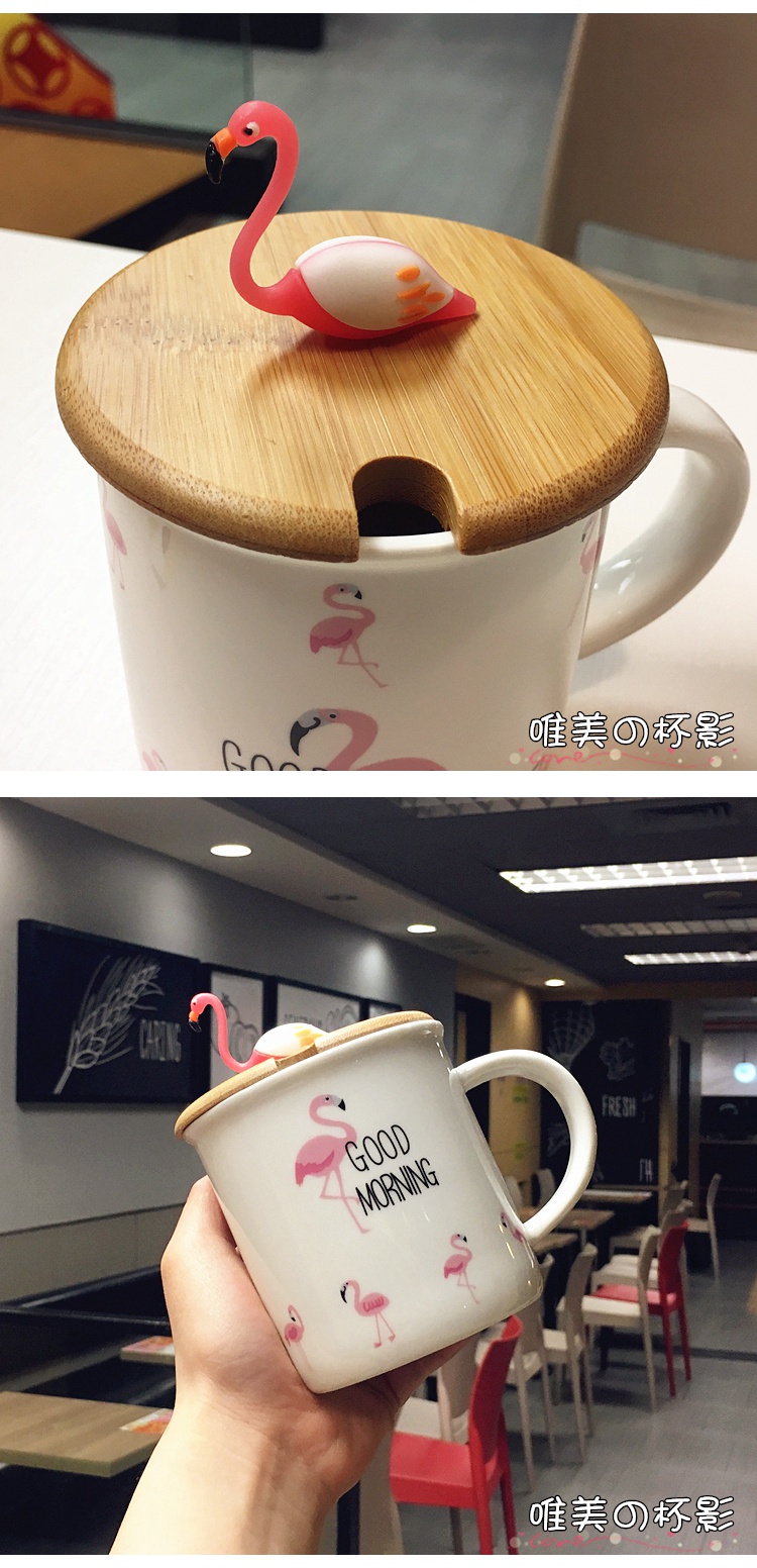 Japan and South Chesapeake express cartoon wooden cover lady girlfriends ceramic cups with cover cup tea spoon handle office mark