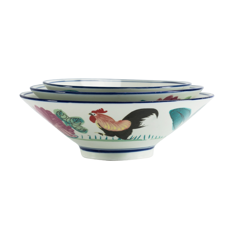 Retro nostalgia Chinese ceramic rooster large to thicken the soup bowl noodles bowl restaurant use ltd. ceramic tableware