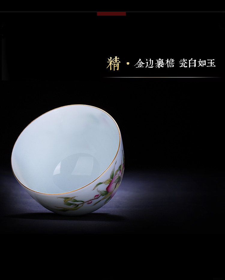 Poly real scene of jingdezhen ceramic cups pure manual pastel peach bucket color painting live xiantao a birthday present