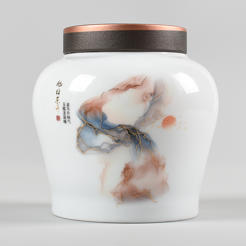 Poly real (view the tea gift boxes aneroid aneroid tea pot ceramic seal moisture tea box
