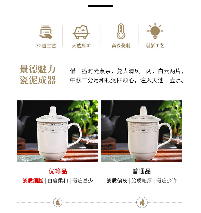 Jingdezhen ceramic cups household glass mugs with cover individuals dedicated office cup and cup tea cup