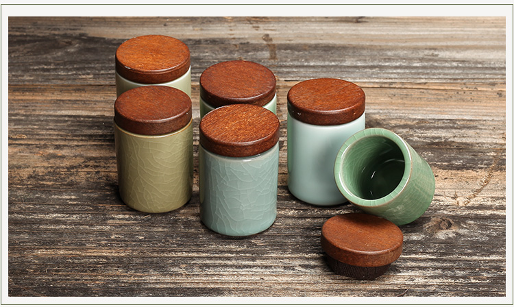 Poly real scene celadon mini caddy fixings work save small POTS ceramic POTS seal tea boxes