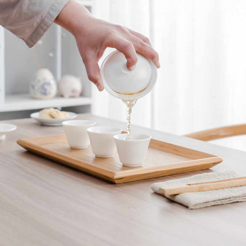 The Poly real scenery travel dehua white porcelain tea set folding kettle suit wing tureen portable crack cup