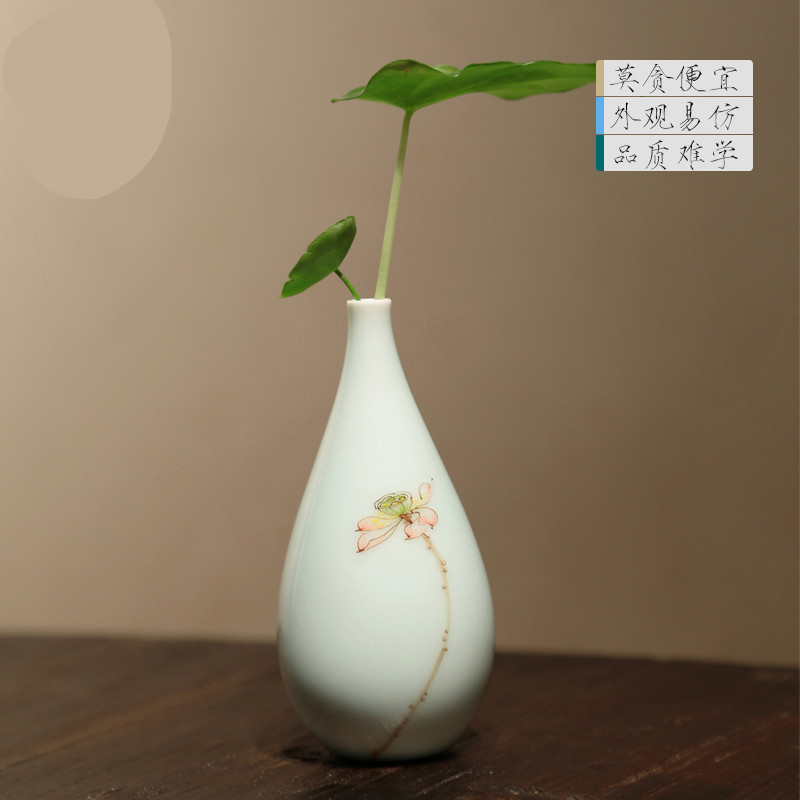 The Poly real scene fine ceramic flower flower implement jingdezhen tea hand - made floret bottle home furnishing articles kung fu tea taking