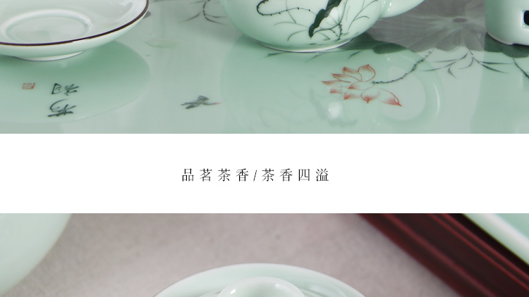 Only three individual high - end tea sets tea tureen blue and white porcelain cups hand - made lotus not hot jingdezhen ceramics