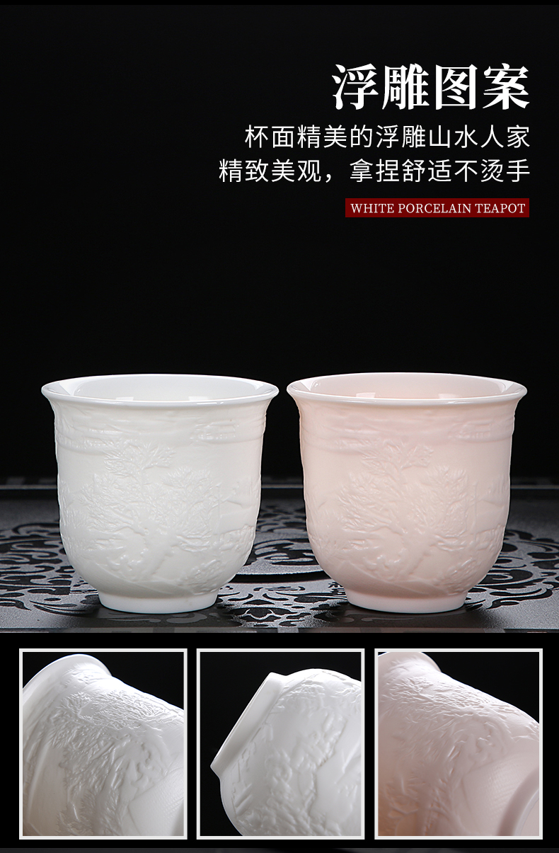 Dehua manual suet jade white porcelain kung fu tea tea set single cup tea masters cup ceramic sample tea cup, tea bowl