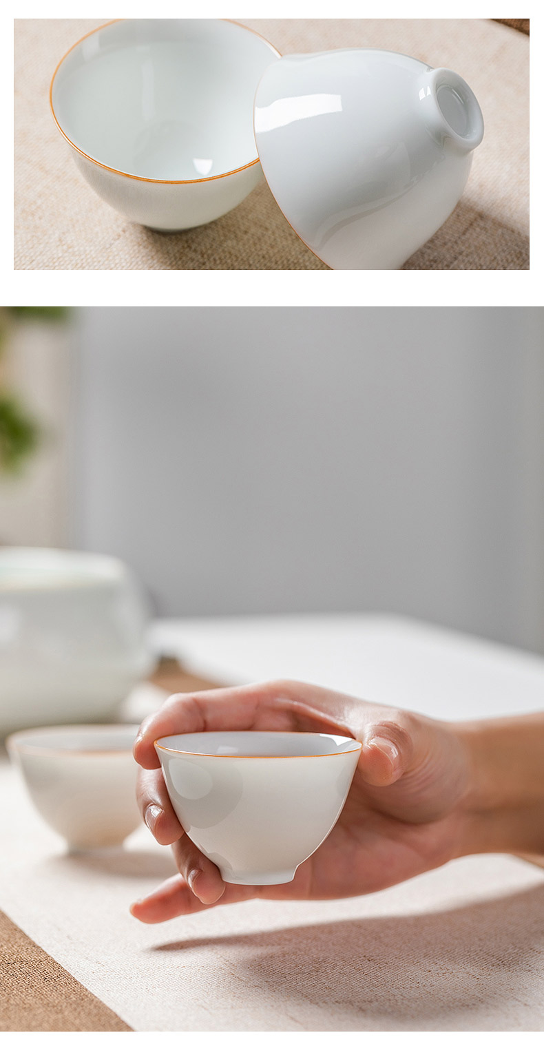 Sweet white porcelain ceramic cups kung fu home perfectly playable cup small sample tea cup tea set a single ultimately responds puer tea bowl