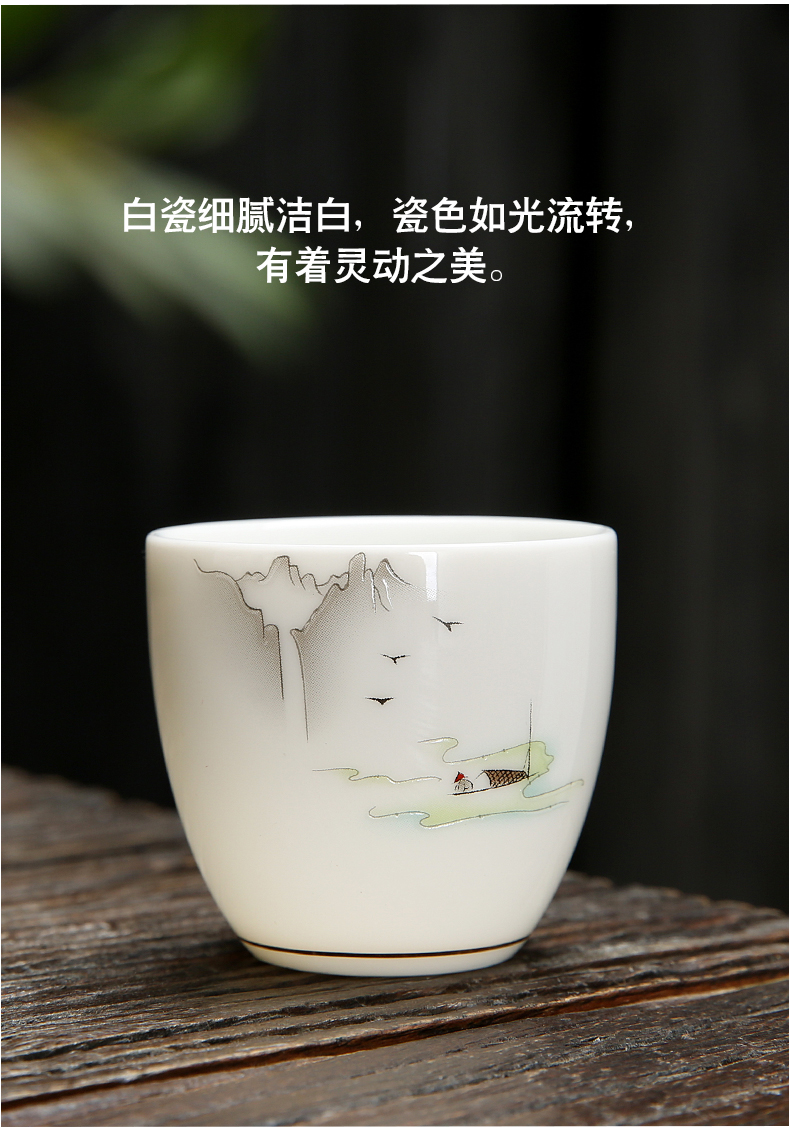 Suet jade porcelain sample tea cup kung fu tea masters cup of household ceramic cups personal little single cup tea light aloes cup