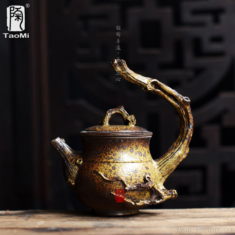 Poly real scene manual undressed ore coarse ceramic filtering catch a ceramic teapot handle to burn pot teapot kung fu tea set