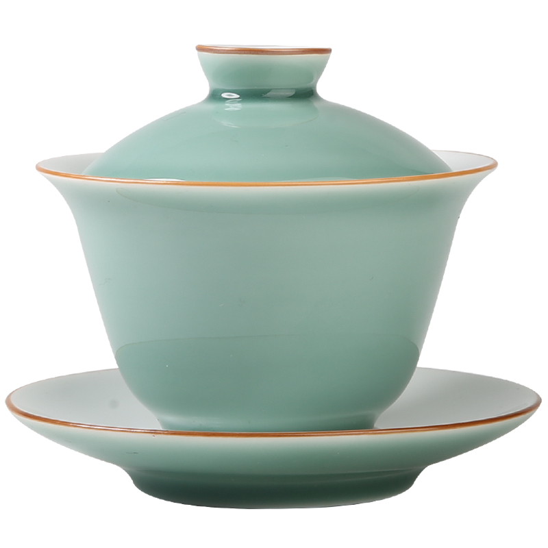 . Poly real boutique scene. Tea tureen large kung fu Tea Tea ware jingdezhen ceramics worship to use three bowls