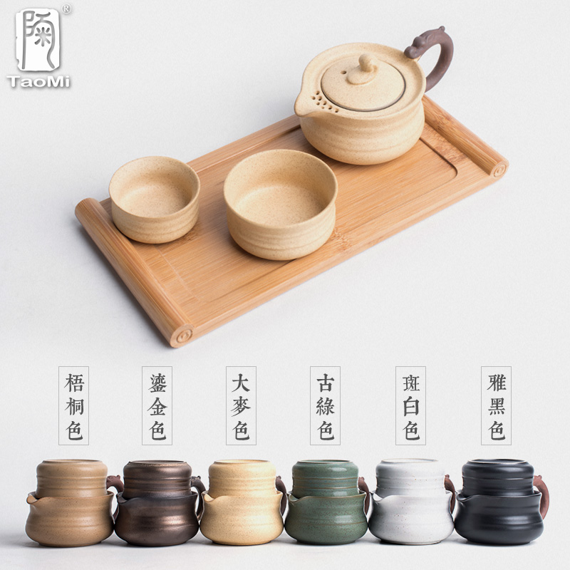 Poly real crack cup travel tea set suit portable retro scene coarse now pot of a cup of tea cup Japanese ceramic teapot