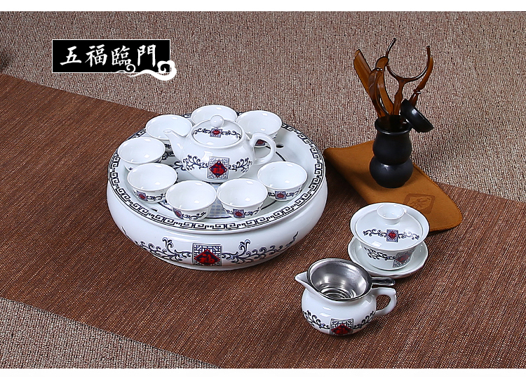 Kung fu tea set tea home small set of white porcelain teapot teacup contracted style office receive a visitor ceramic tea tray