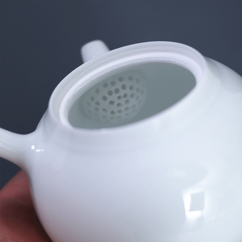 Poly real view jingdezhen sweet white glaze ball hole need side teapot tea white porcelain craft ceramic filter household utensils