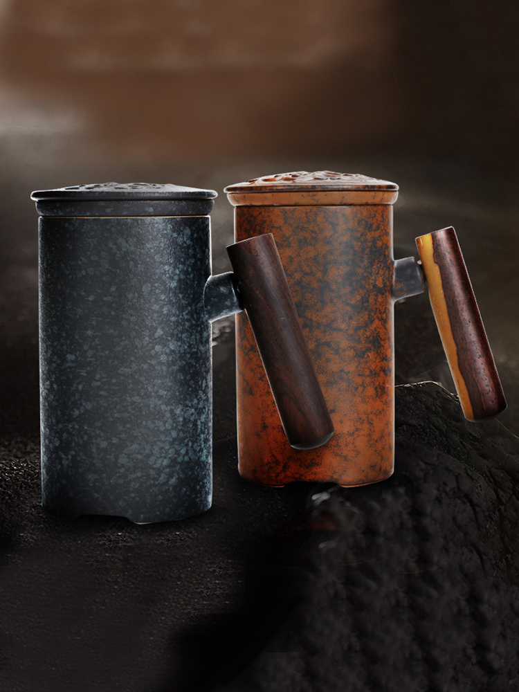 Get creative scene mark cup filter ceramic cups office tea cups with cover glass cup move customization