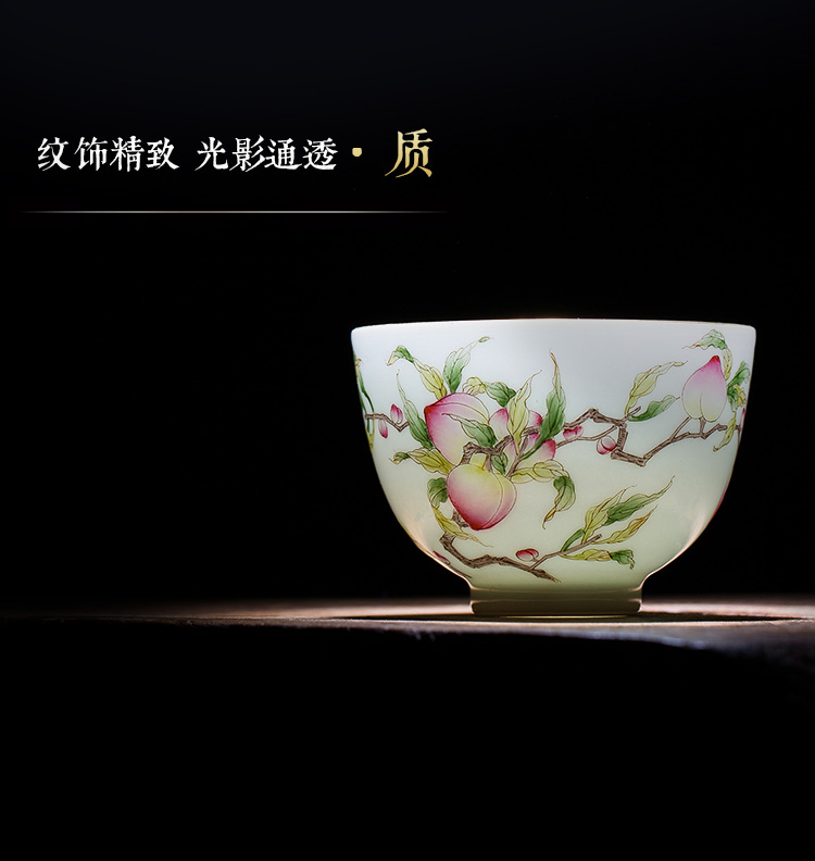 Poly real scene of jingdezhen ceramic cups pure manual pastel peach bucket color painting live xiantao a birthday present