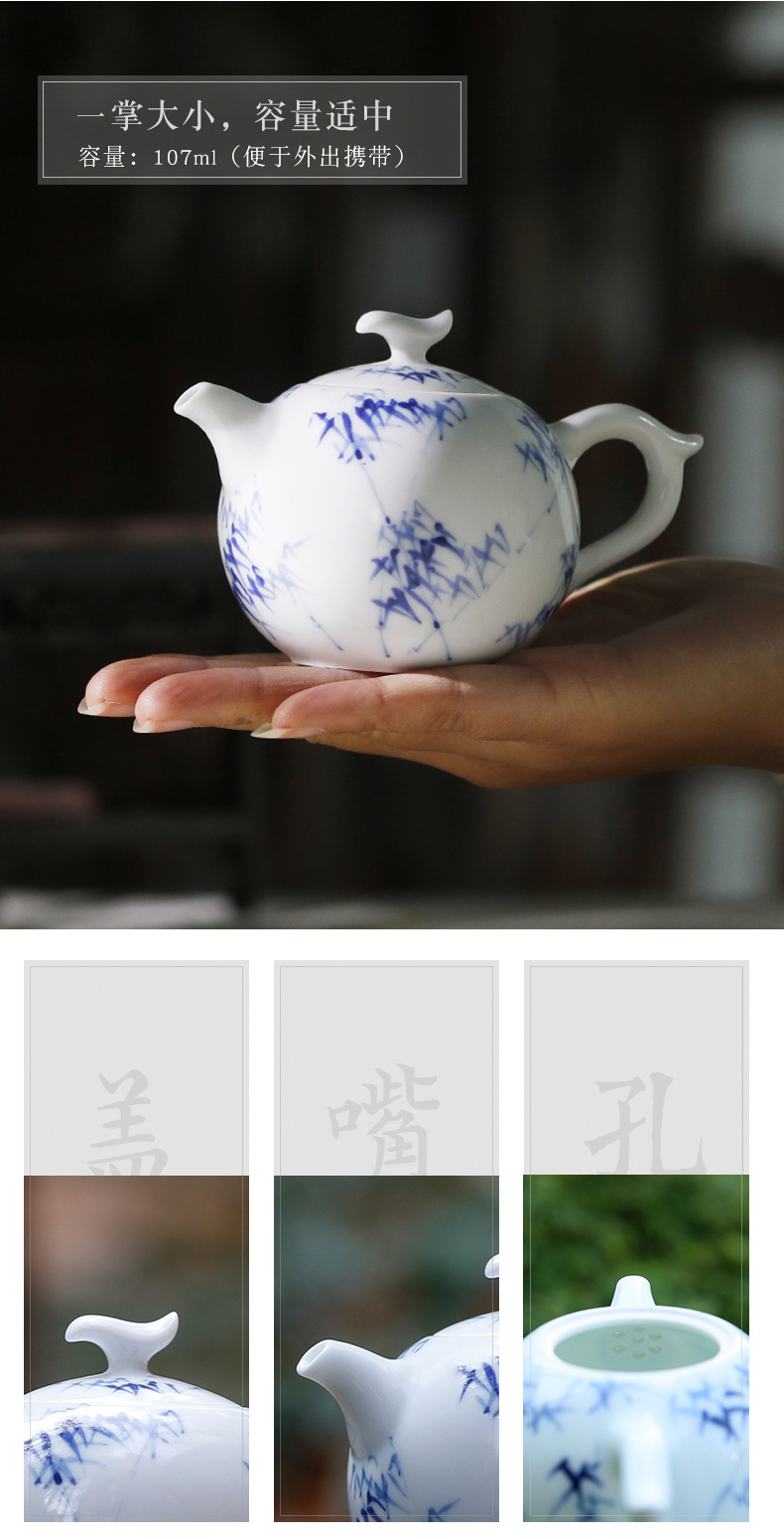 . Poly real boutique scene. Jingdezhen ceramic teapot do kung fu tea set under glaze color porcelain mini tea