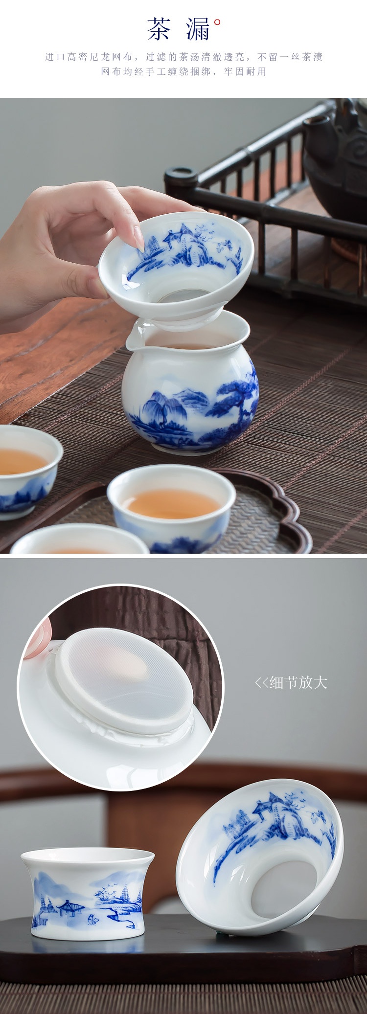 The Poly real scene white porcelain of jingdezhen kung fu tea set suit small set of household of Chinese style ceramic hand - made GaiWanCha of blue and white porcelain