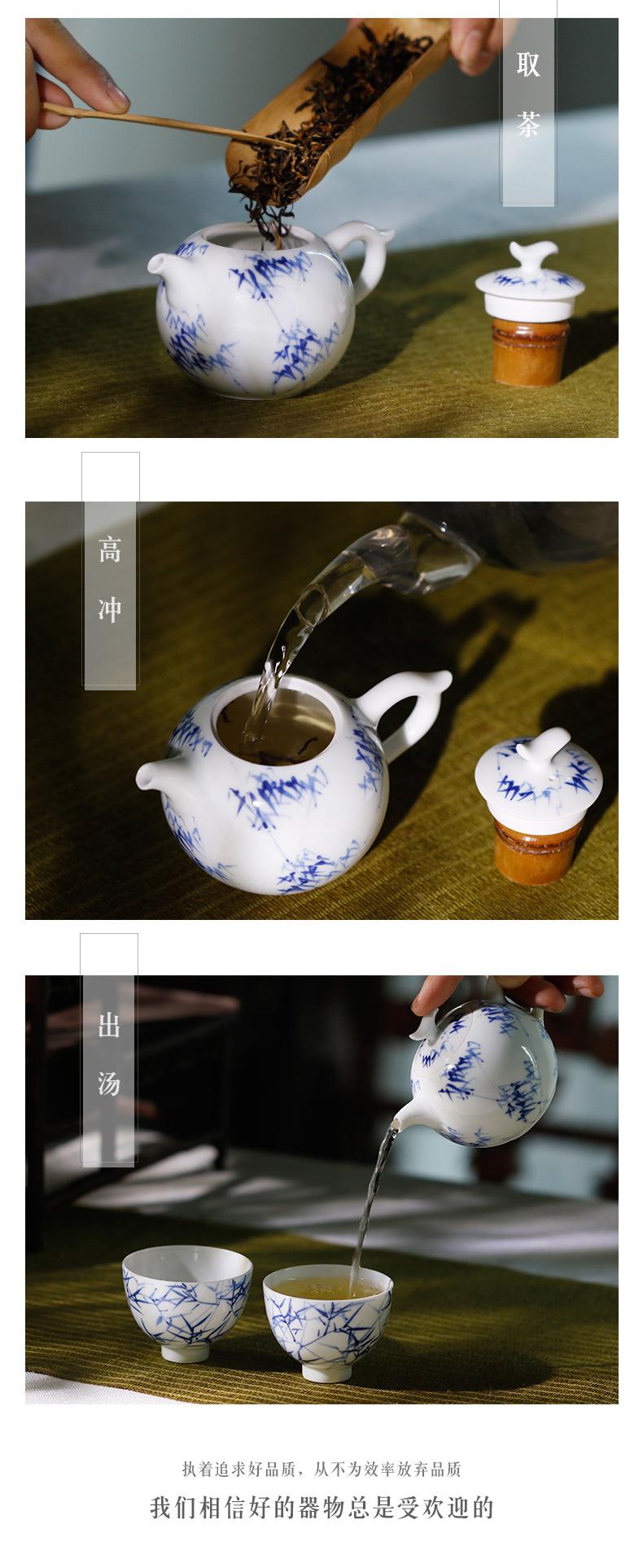 . Poly real boutique scene. Jingdezhen ceramic teapot do kung fu tea set under glaze color porcelain mini tea