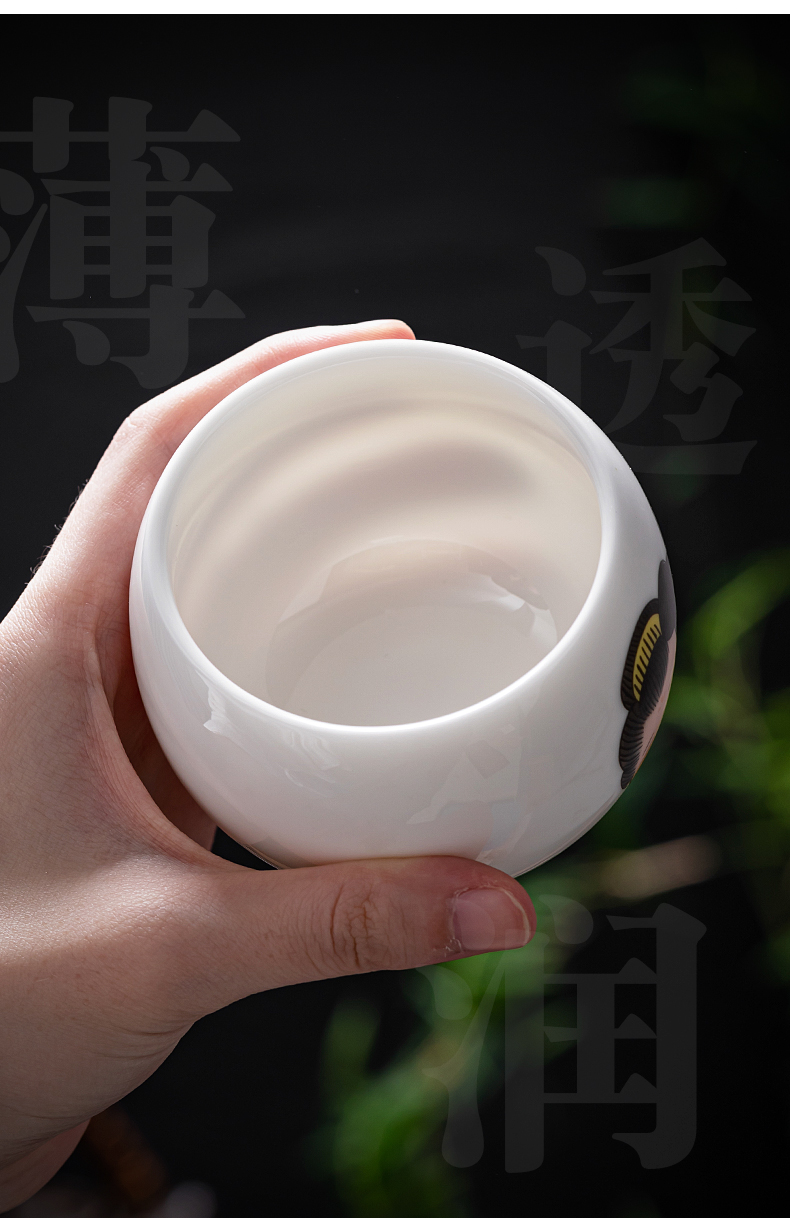 Suet jade porcelain couples to cup kung fu tea master cup single cup bowl cups for white porcelain tea cups
