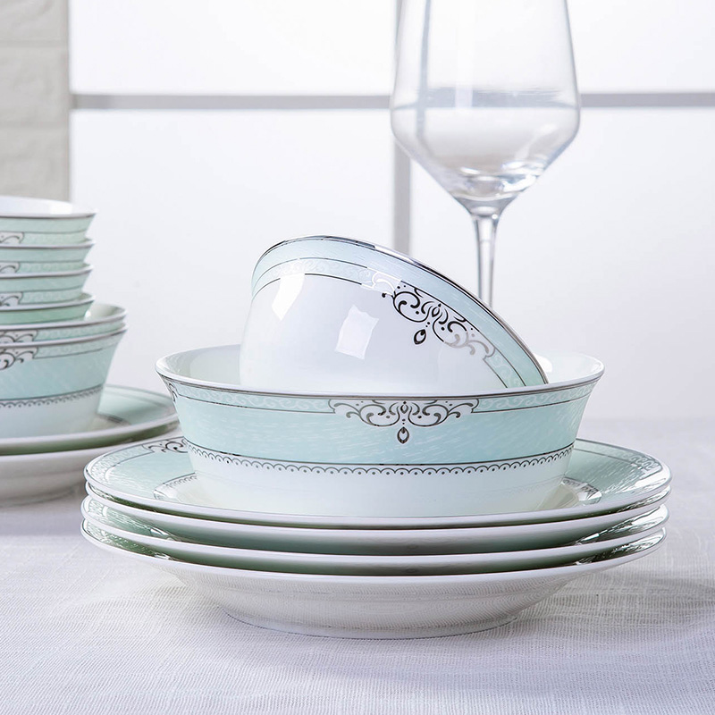 Poly real dishes suit household contracted Korean scene of jingdezhen ceramic bowl dish bowl chopsticks tableware suit wedding gifts