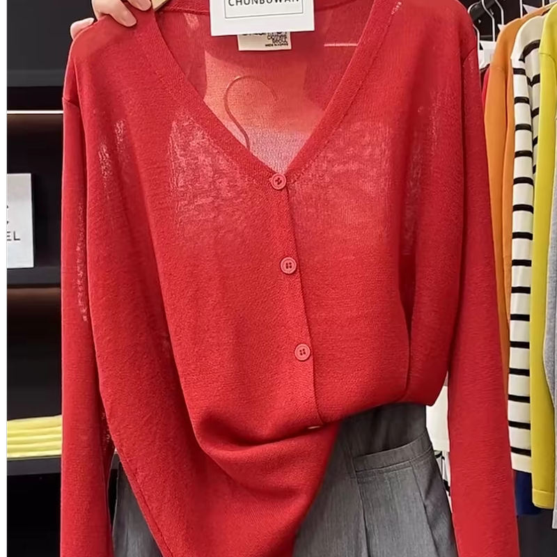 Extra Large Size 100kg Fat mm Long-Sleeved Knitted Cardigan for Women 2026 Spring and Summer New Korean Style Loose V Neck Sun Protection Shirt Extra Large Size 100kg Fat mm Long-Sleeved Knitted Cardigan for Women 2026 Spring and Summer New Korean Style Loose V Neck Sun Protection Shirt