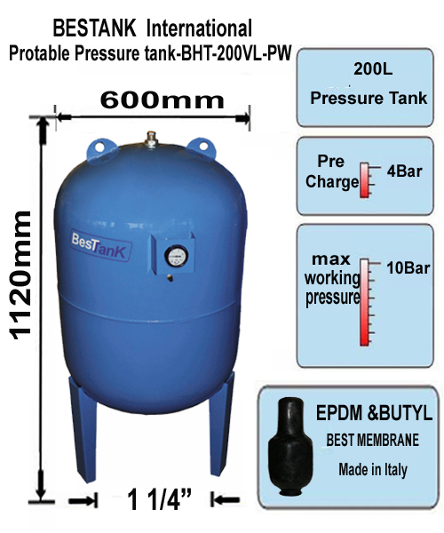200L-1 0mpa Turkey Bestank diaphragm expansion tank Water pump regulated pressure tank Water supply pressure tank