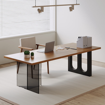 Acrylic suspended solid wood desk modern minimalist living room home desk workbench office computer desk and chair