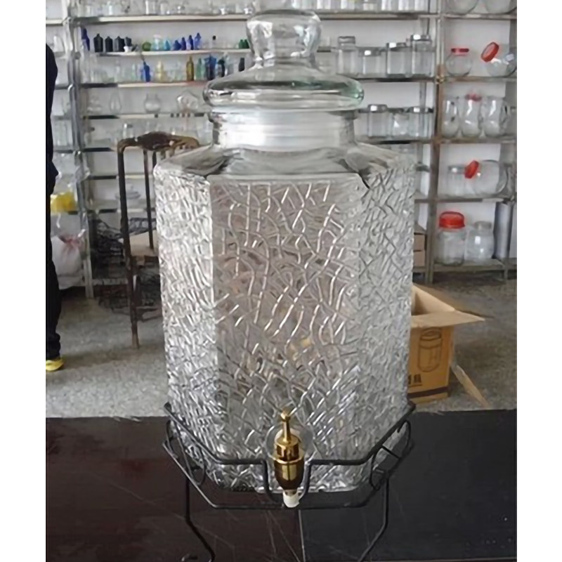 Bubble Wine Glass Bottle Six-Seamed Iced Glass Bubble Wine wine Wine Brewing Jar With Tap 10 10 Catty 25 Catty Transparent Glass Jars