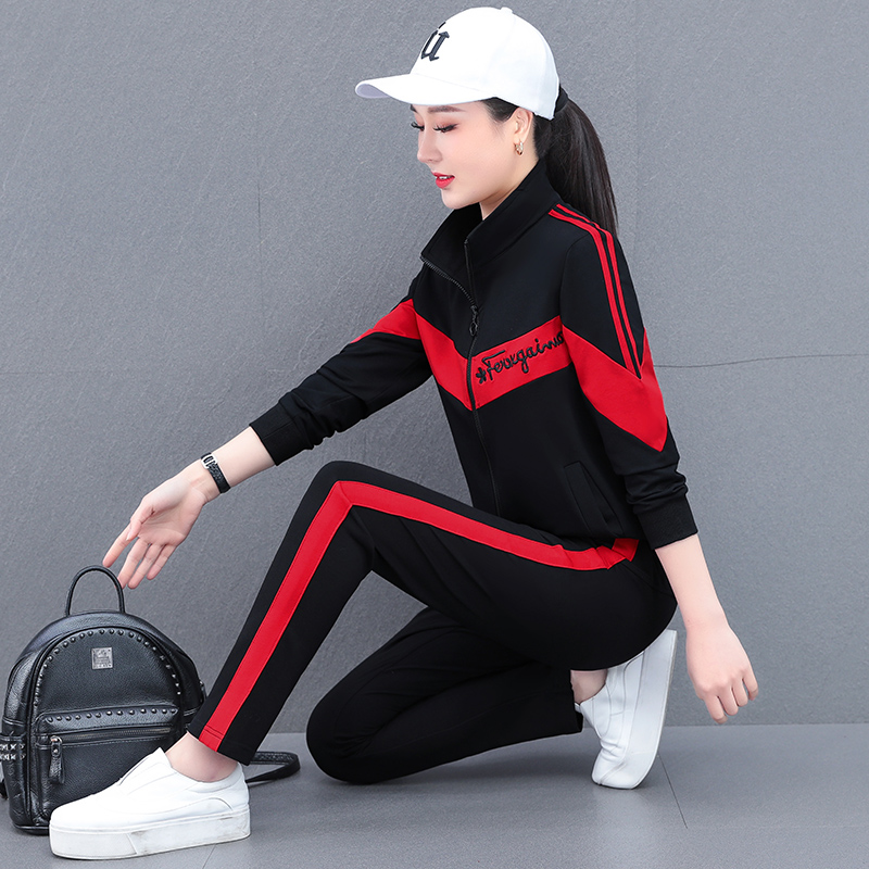 Sports suit women's spring and autumn 2022 new fashionable cotton large size long-sleeved running casual clothes dancing two-piece suit