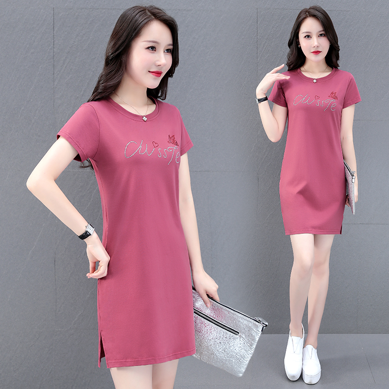 Short-sleeved t-shirt women's summer 2022 new ice porcelain cotton large size T-shirt loose cotton half-sleeved mid-length shirt tide