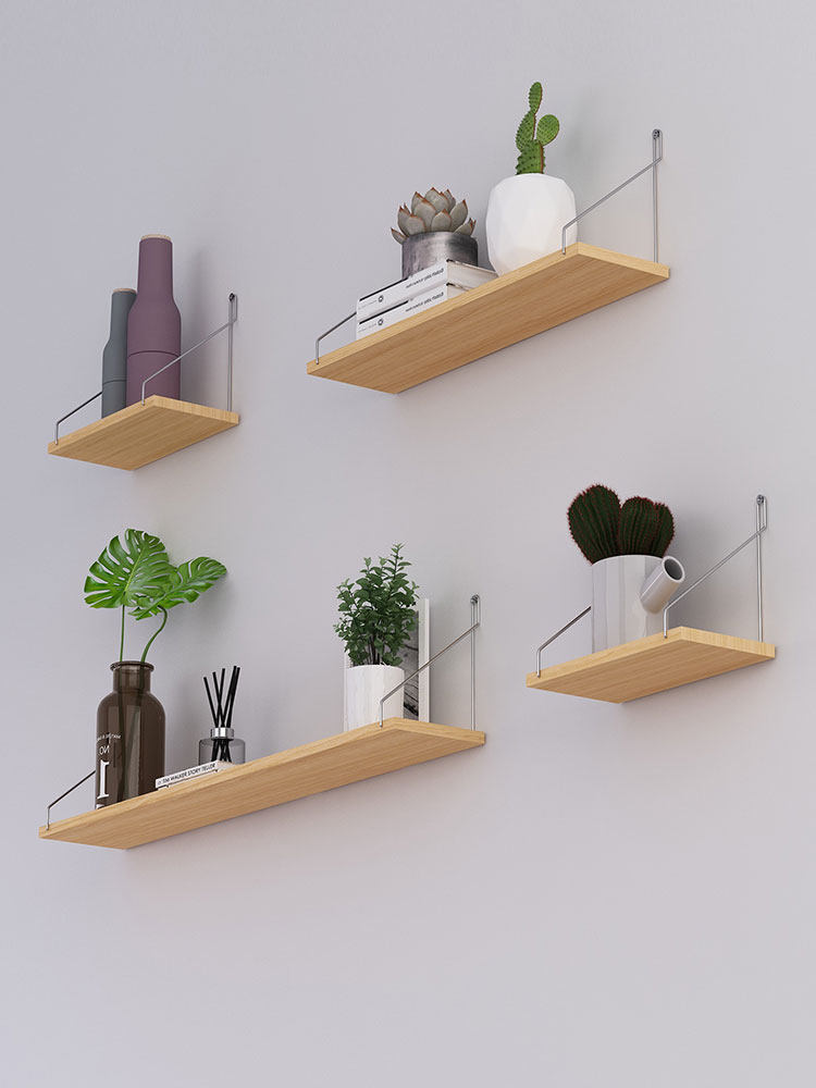 Solid wood wall shelf hole-free living room TV wall decoration word partition bedroom wall wall bracket