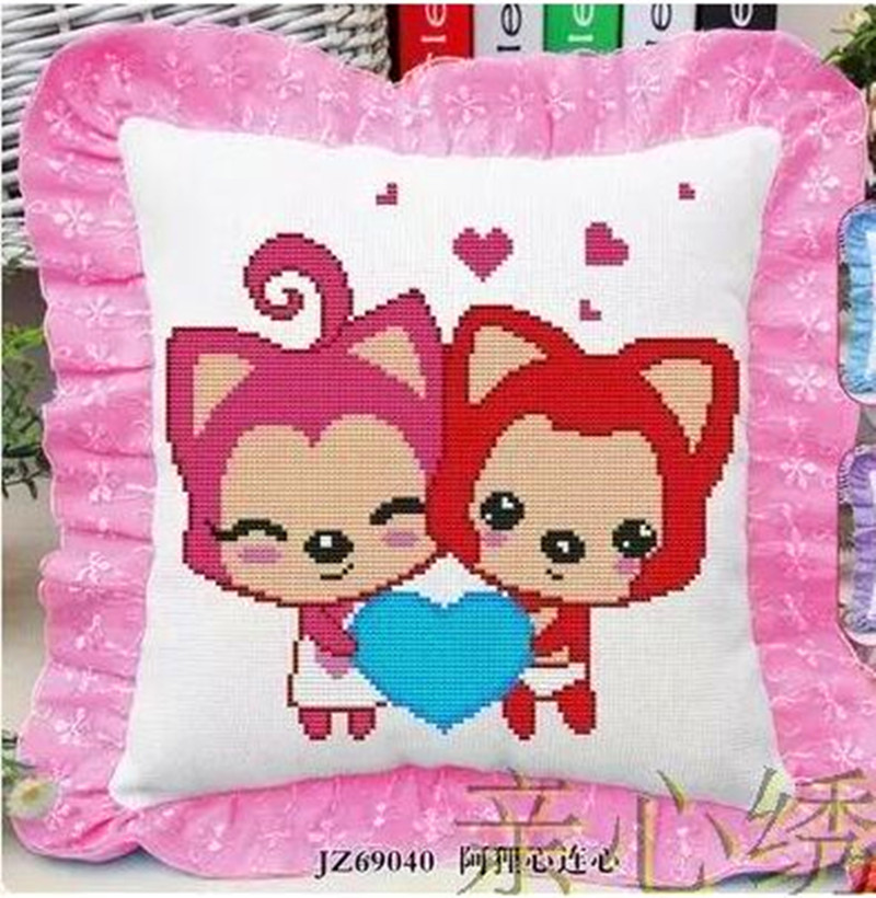 Cross stitch gối mới giá cả phải chăng chính xác in ấn couple hai puppy đệm phòng khách phim hoạt hình anime