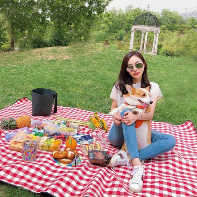 Ultra-thickening picnic mat yellow red white pane outdoor portable moisture-proof pad folding tent waterproof campground mat in