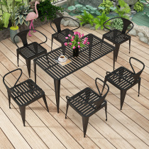 Outdoor tables and chairs Open-air courtyard Garden wrought iron leisure outdoor milk tea shop Balcony small tables and chairs three-piece combination