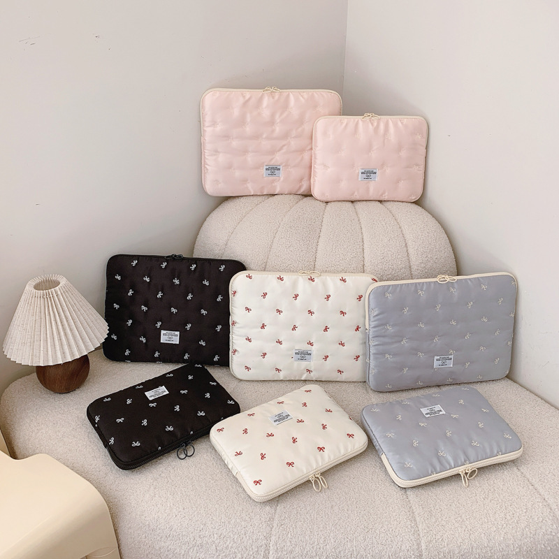 New Korean Girl Bow 11inch iPad Liner Bag 13inch 14inch Laptop Bag Tablet Storage Bag Protective Cover