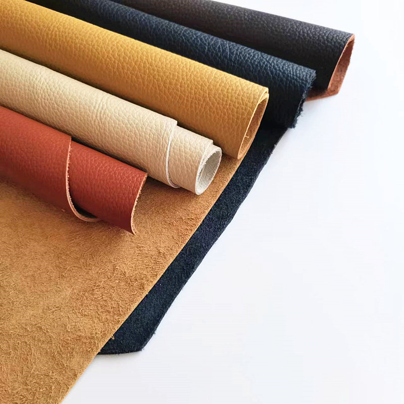 Cowhide leather leather head layer cowhide medium thick leather brown lychee pattern beige sofa seat diy handmade leather