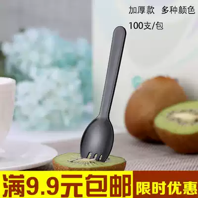 Disposable spoon fork spoon Cake dessert fork spoon integrated watermelon fork Fruit fishing fork spoon plastic thickening