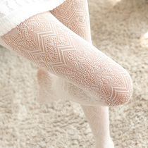 Skinny legs hollow net stockings love wave stockings women's striped diamond pantyhose spring and autumn lace base socks