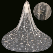 Shake-in-the-same bridal-head-veil female Korean-style extra-long trailing wedding drape starred shiny head yarn head decorated with superfairy yarn