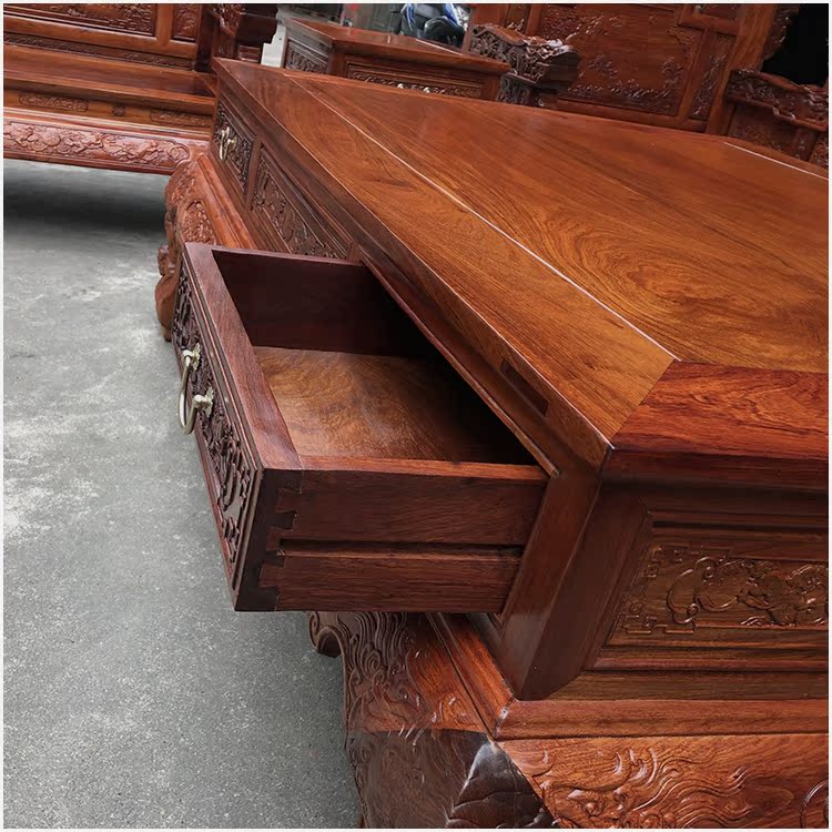 Đồ nội thất bằng gỗ gụ màu đỏ của người Miến Điện sofa gỗ hồng mộc Miến 11 bộ trái cây lớn bằng gỗ hồng mộc kết hợp tại chỗ - Bộ đồ nội thất bàn ghế gỗ hiện đại