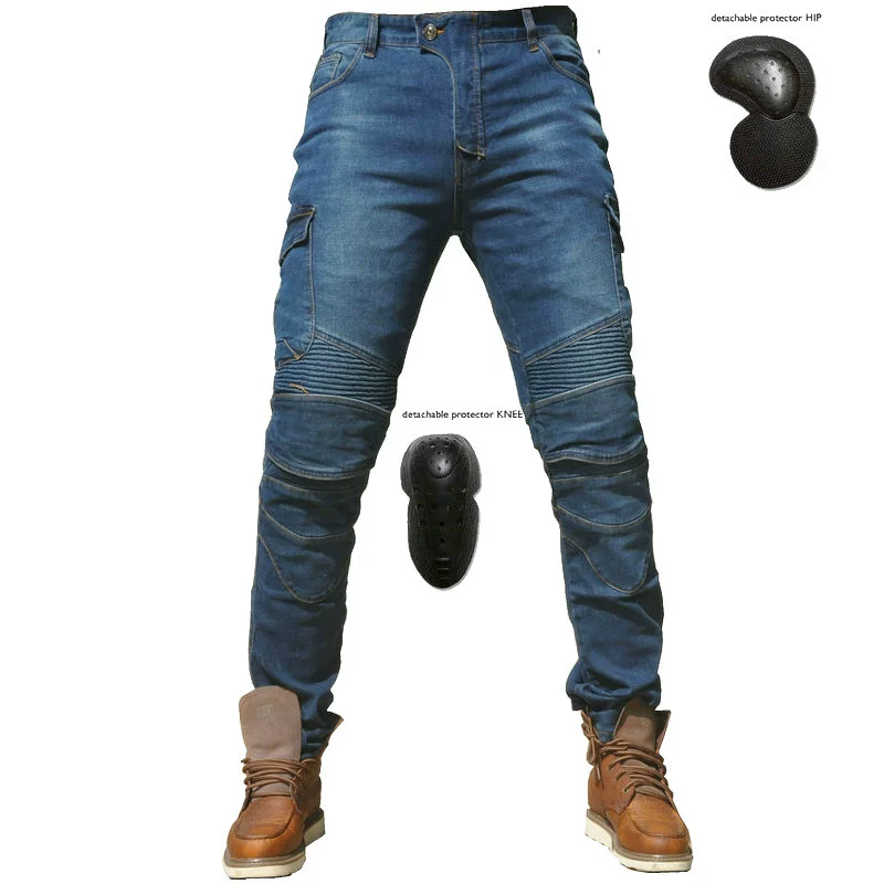 Mùa thu đông quần xe máy cưỡi quần jeans chống rơi xe máy du lịch đầu máy hiệp sĩ quần thiết bị quần đua bốn mùa nam