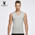 Playboy Men V-cổ rộng Vai Vest Cotton Đồ lót Thể dục Mùa xuân Mùa hè Thể thao Không tay Vest Nam áo lót nam thấm mồ hôi Áo vest