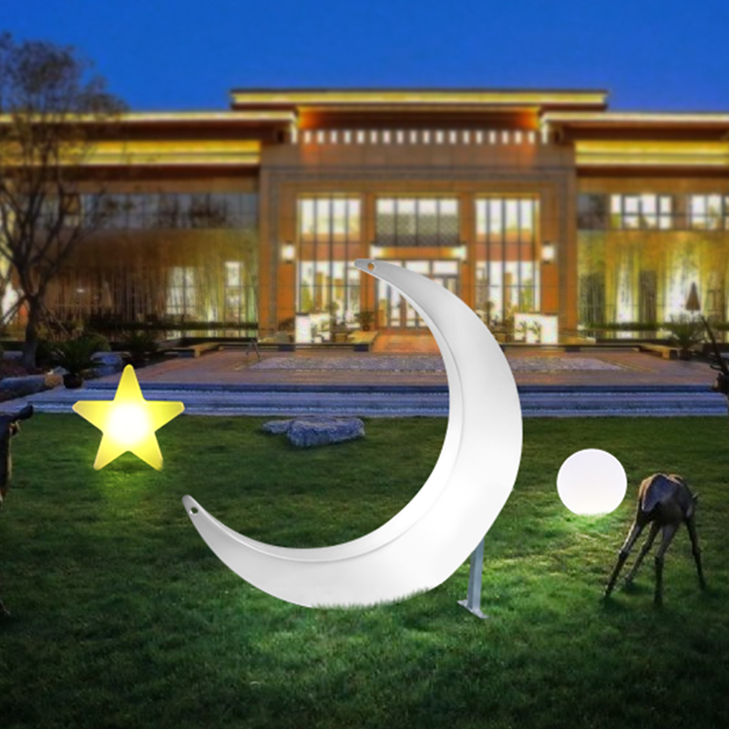 Glowing moon swing outdoor moon lights photography props lights amusement facilities starry sky art museum stars Crescent lights