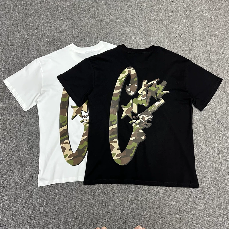23S Corteiz Demon Island Magnar Campaign Pistol Letter Short Sleeve Drill Culture European and American Street Tide Men and Women T -shirts