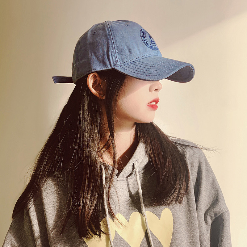 Cai Xiaopang suitable for women with a big head and a round baseball cap Korean version of the trendy brand ins show face small peaked cap gray blue hat spring