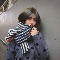 Cai Cai Little crowdgrid scarves with shawl cape imitation cashmere students Thickened Warm Surround Neck long Autumn Winter Korean Edition 100 hitch