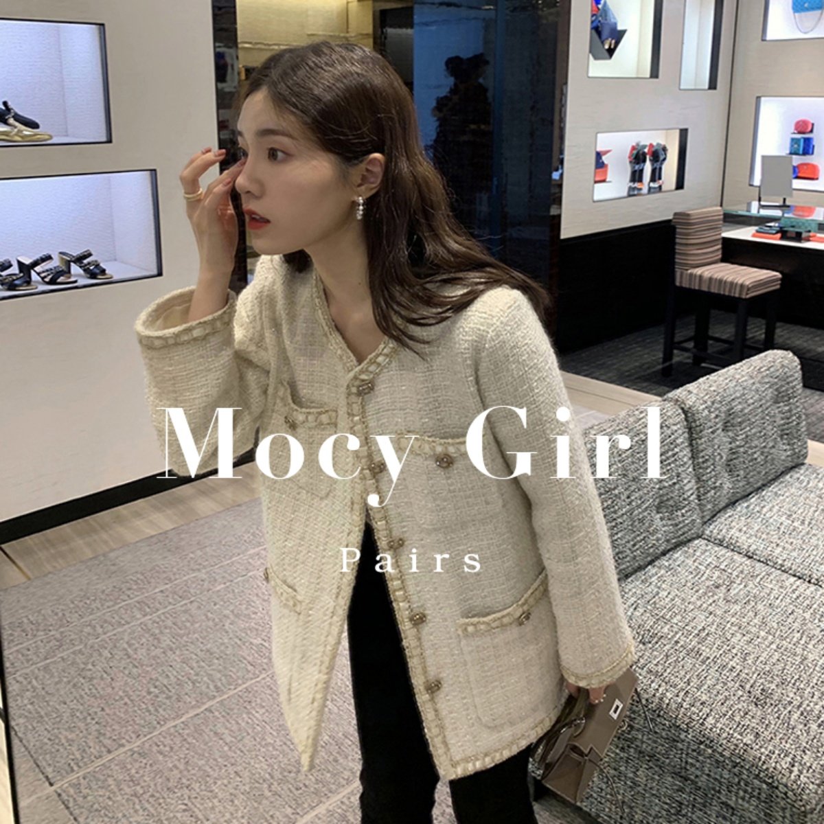 sandro asw small fragrant wind tweed coat women's 2022 spring and autumn French ladies Korean version temperament loose top