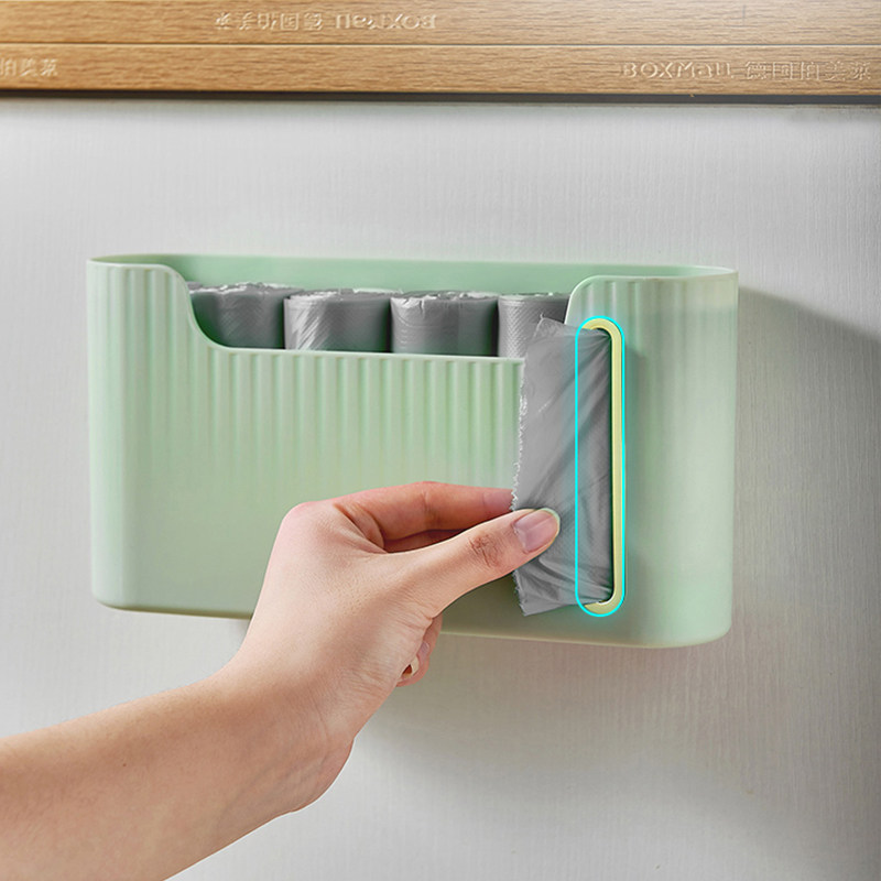 Garbage bag collection box housekitchen creative wall mounted type free punch large capacity extraction plastic bag collection box