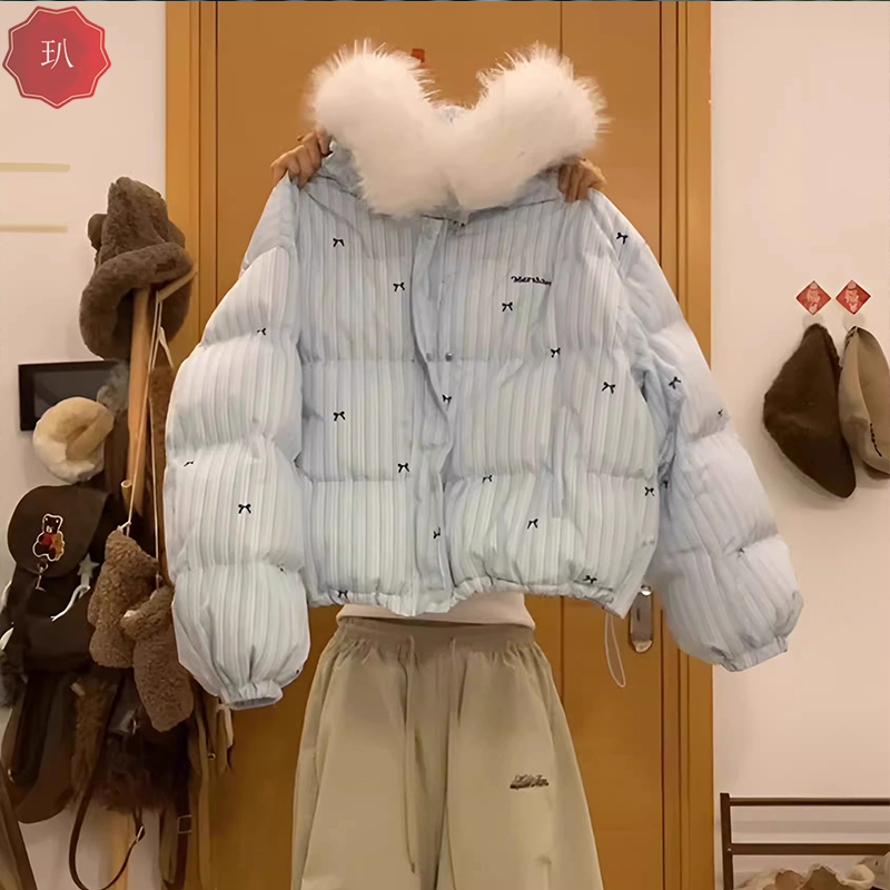 2025 New Women's down Jacket Winter Fleece-Lined Thickened Student Puffer Jacket Loose Short Style Petite Cotton Coat