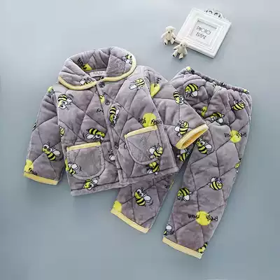 0-2 to 3 to 4 and a half years old boys autumn and winter clothes baby children 1 year old more than 1 female baby three layers of thickened warm pajamas